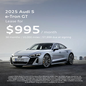 Front facing 2025 Audi S e-tron GT parked